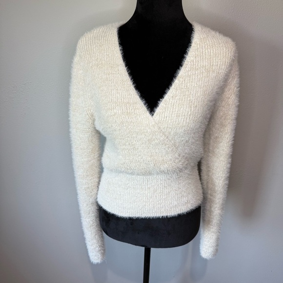 NWT Elegant White Wrap Sweater - Picture 1 of 5